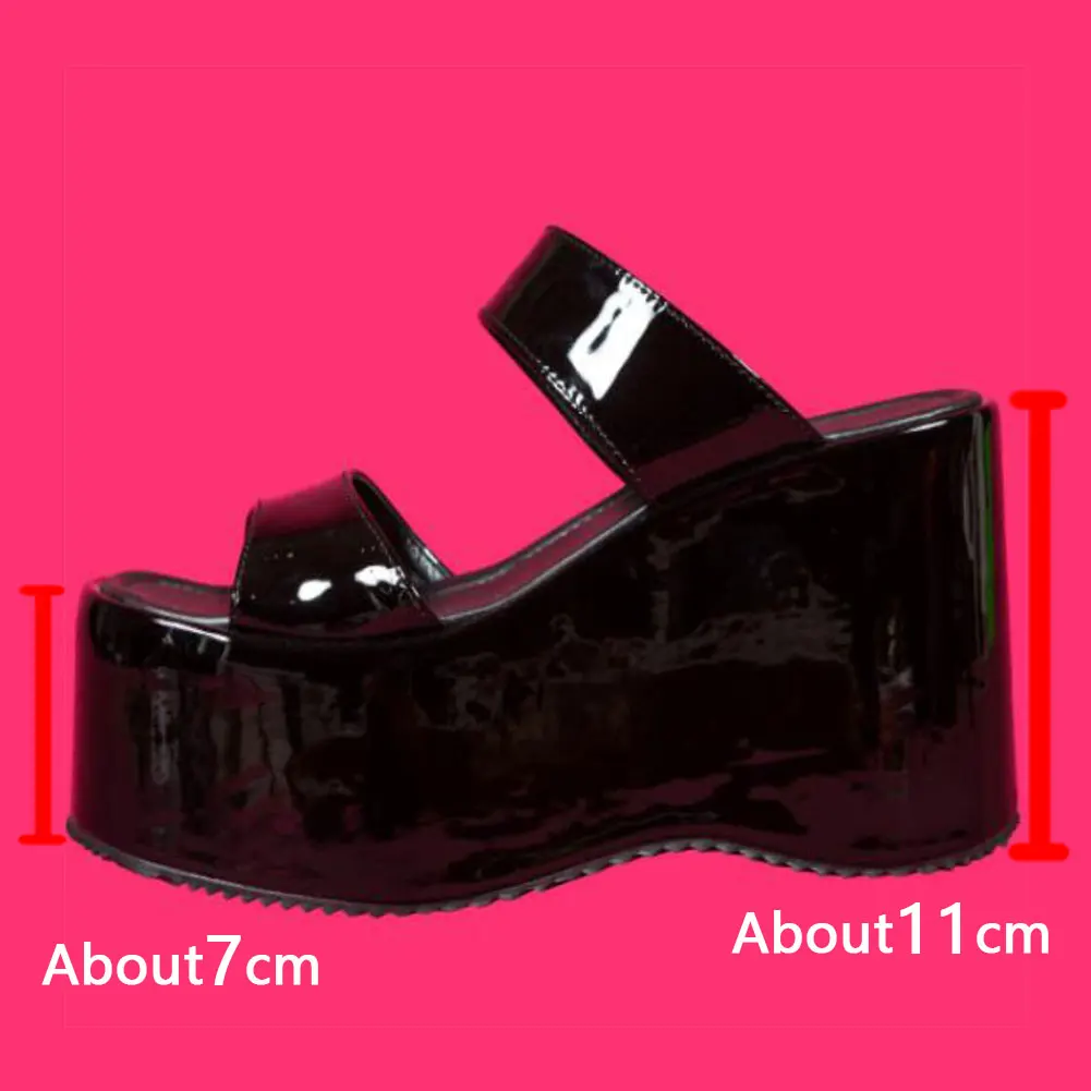 

Brand New Sweet Cool Fashion High Heels Lolita Black Gothic Style Girls Cosplay Chunky Platform Shoes Woman Summer Sandals