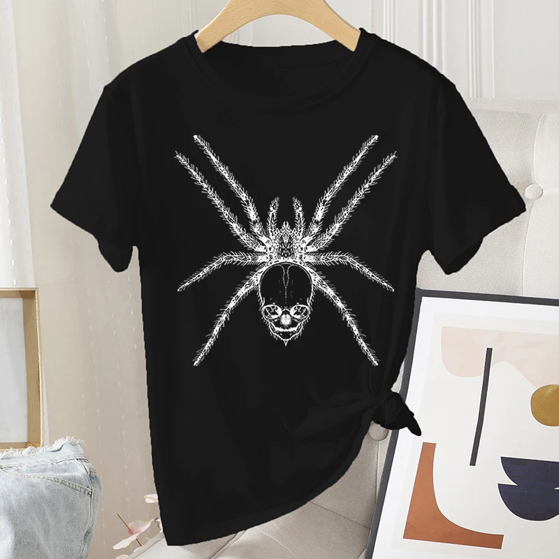 

Spider Skull Graphic T Shirts Gothic Y2k Top Tees Summer Short Sleeve Tshirt Vintage Women Clothing Korean Casual Camisas Mujer