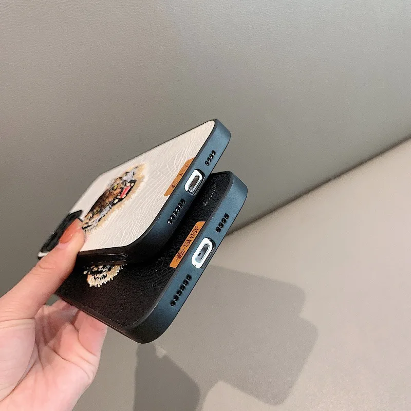 Чехол с 3D вышивкой головы тигра для iPhone 12 11 13 Pro Max XS 8 7 Plus X роскошный брендовый