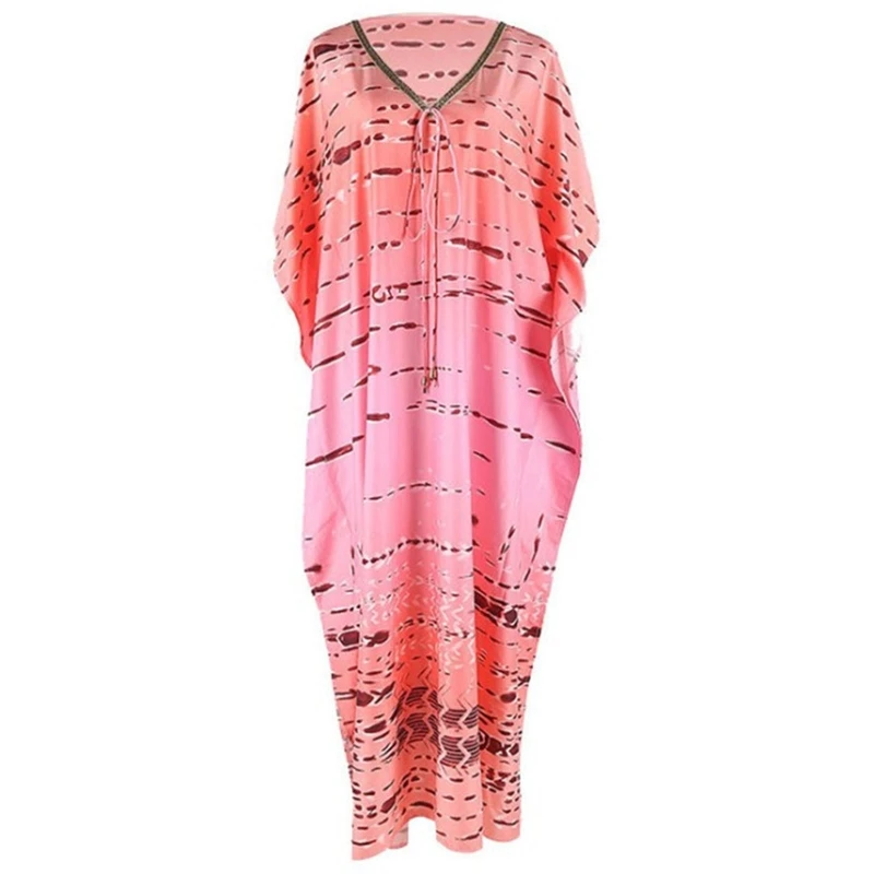 

Stylish Women Tie-dye Maxi Dress Beach Loose Bikini Cover Up Pink Comfort for Swimming Pool Vacation Honeymoon D5QD