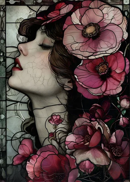 

Плакат "Красивая женщина, цветы" на холсте