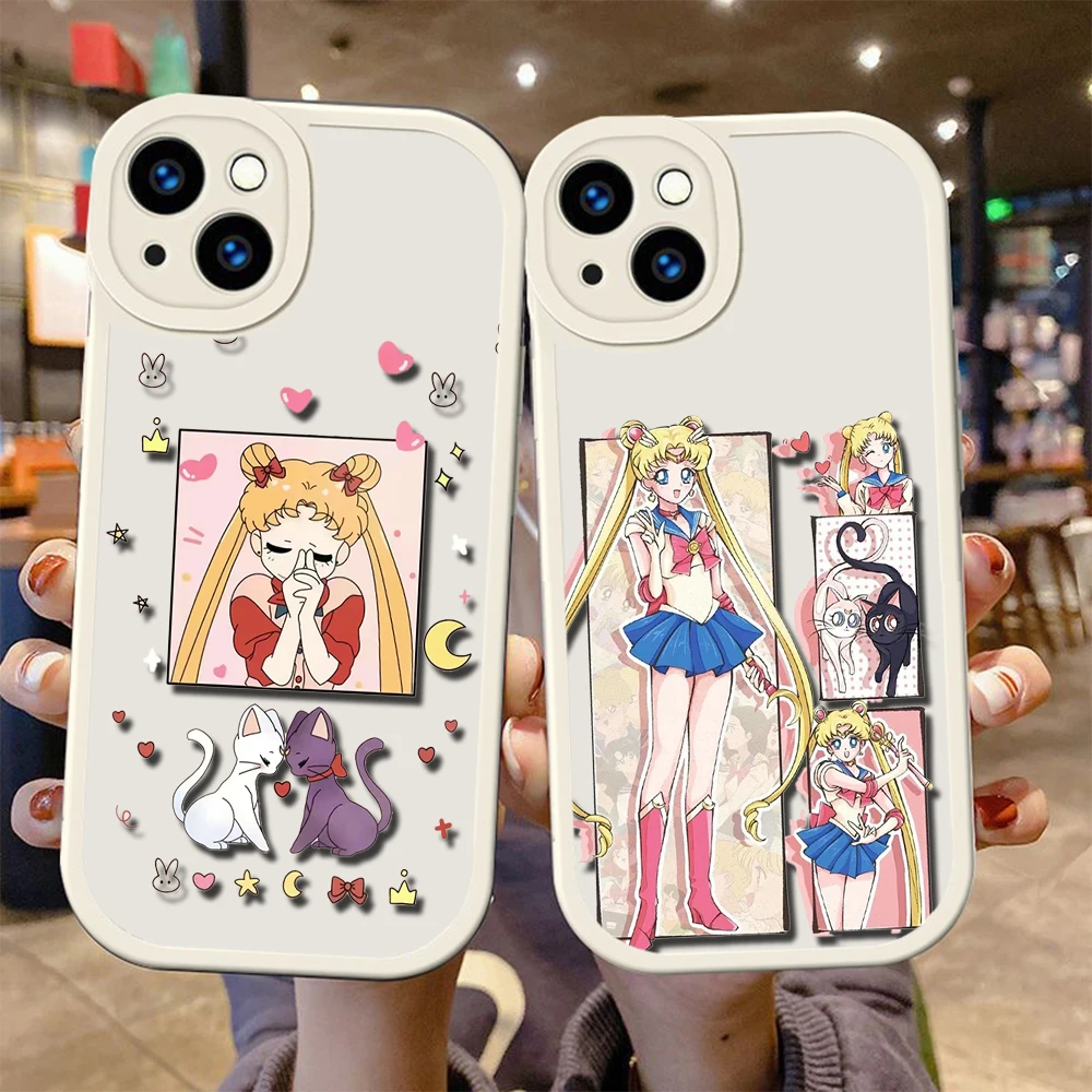 Мягкий силиконовый чехол в стиле аниме Сейлор Мун для iPhone 15 Plus 14 13 12 11 X XS XR Pro Max Mini 8