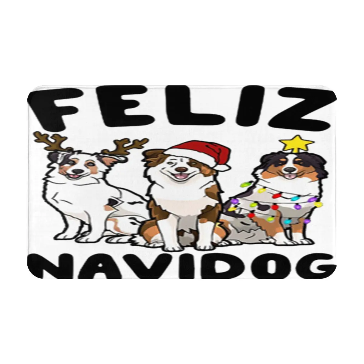 

Feliz Navidog Fun Entrance Door Mat Rug Non-Slip Washable Kitchen Mat Absorbent Bathroom Corridor Rug