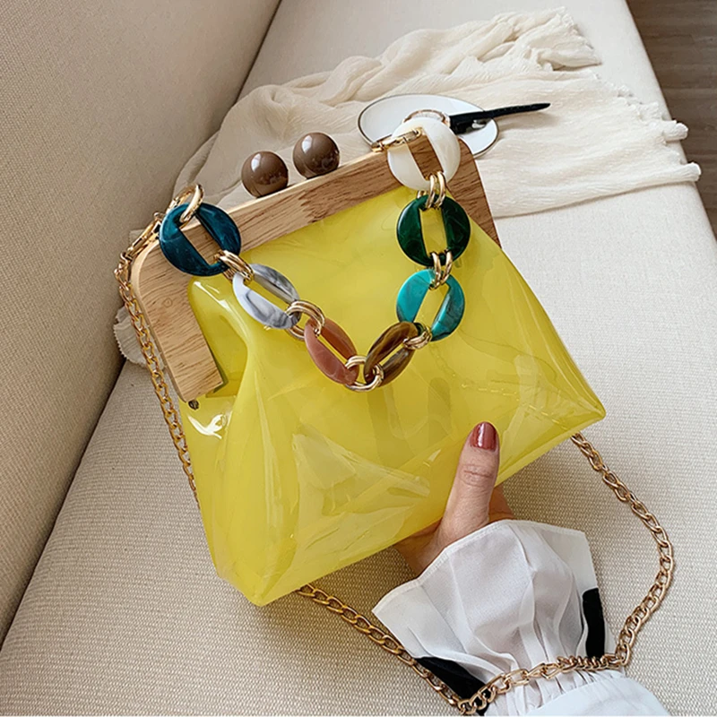

Acrylic Chain Jelly bag Transparent PVC Women Shoulder Crossbody Bags 2021 Summer Handbags Ladies Messenger Bag Female Purse