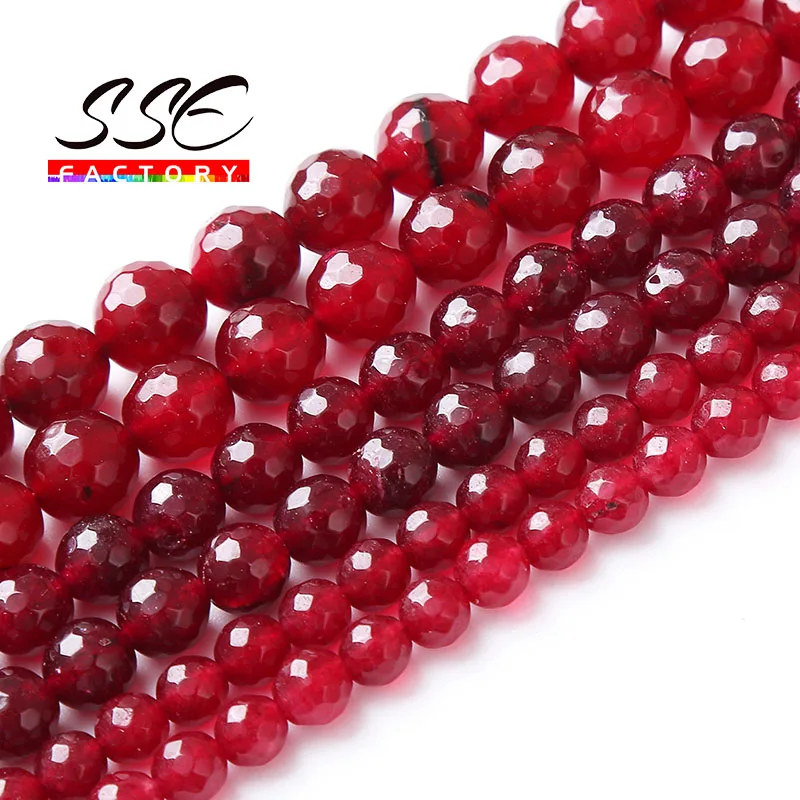 

Natural Garnet Red Jade Stone Round Loose Spacer Beads For Jewelry Making DIY Bracelets Necklace Healing Beads 4 6 8 10 12mm 15"