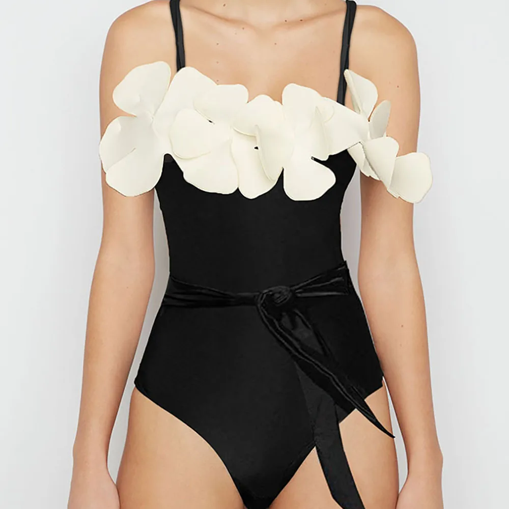 

Fashion Flower Design One Piece Swimsuit Women's Bandage Swimsuit Thong Underwear Bra Print Floral Tie Dye Lace Stripe Cutout