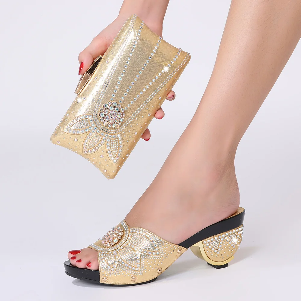 

Doershow красивые золотые итальянские туфли с подходящими сумочками, африканские женские туфли и сумки в комплекте для выпусквечерние вечера, летние сандалии! HGU1-10