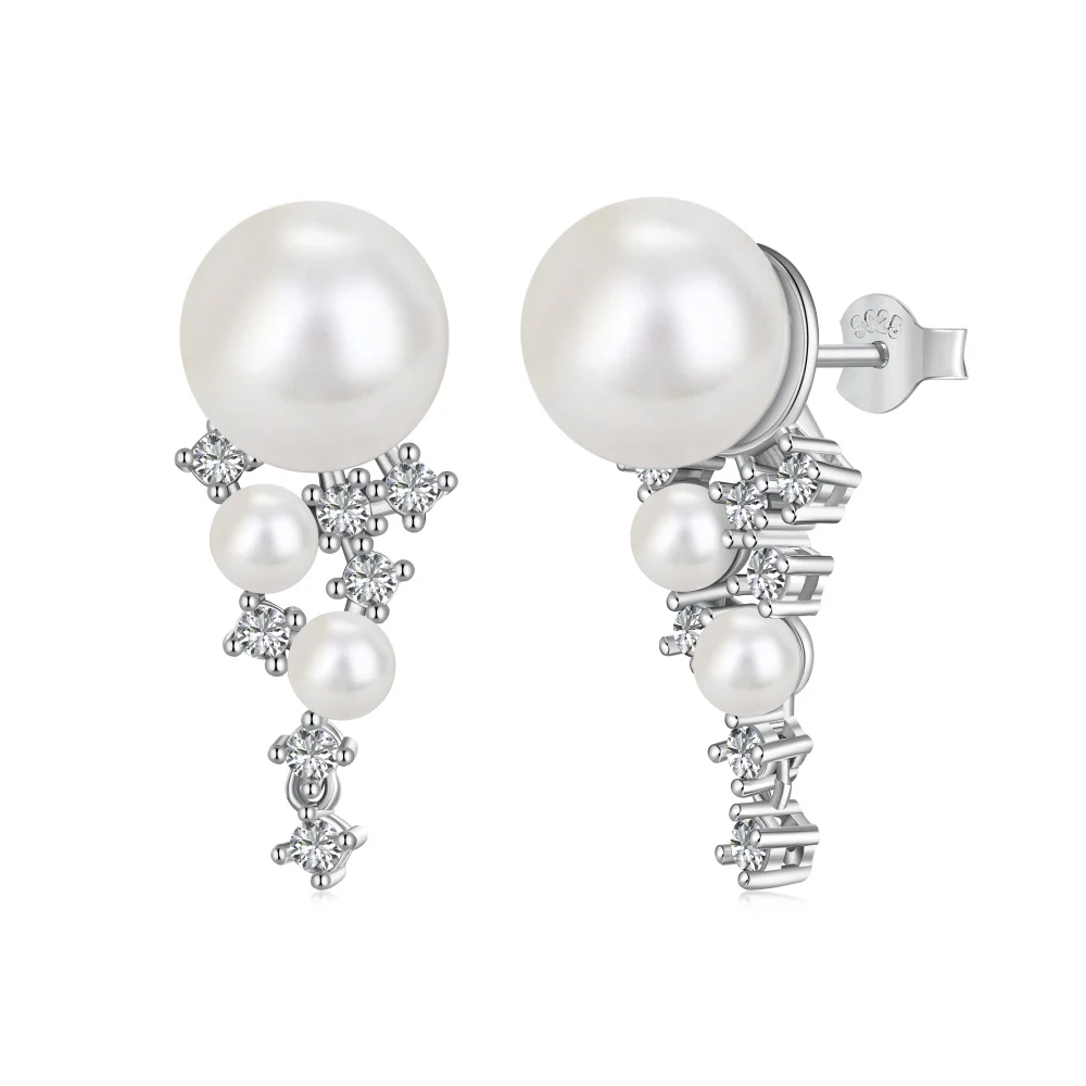 

TEQUILA White Star Pearl Earrings Sterling Silver Luxury Simple Elegant Temperament Earrings Engagement Wedding Jewelry