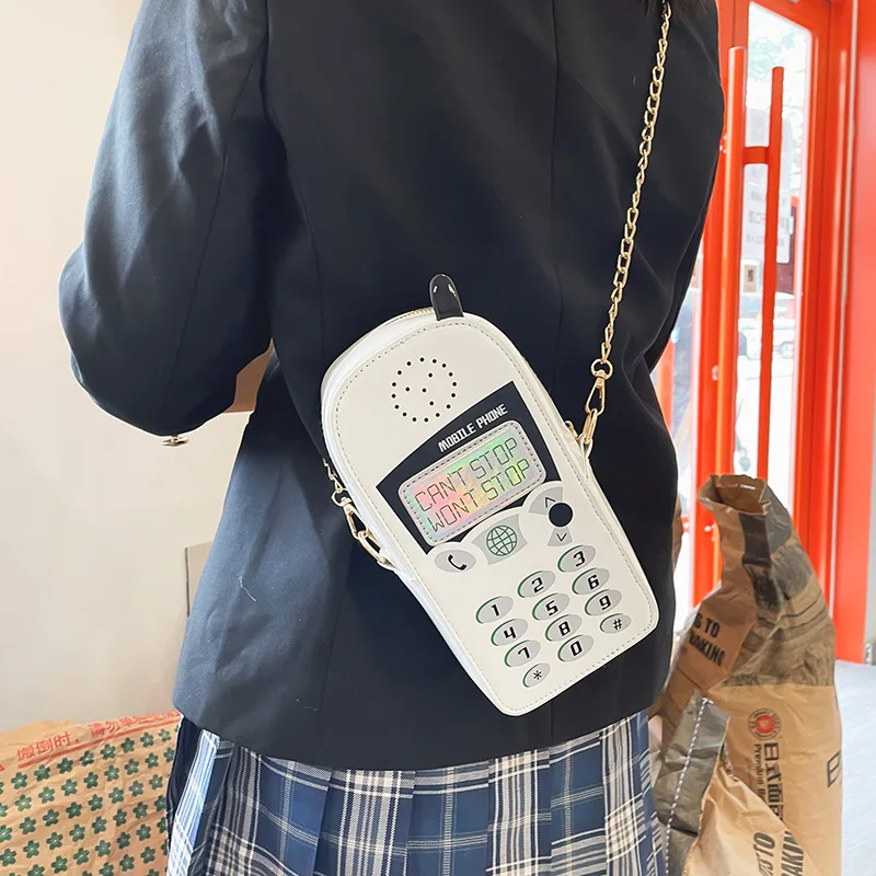 

Women's bag new fashion cute mobile phone bag Girl funny digital simulation stereo laser pu messenger bag