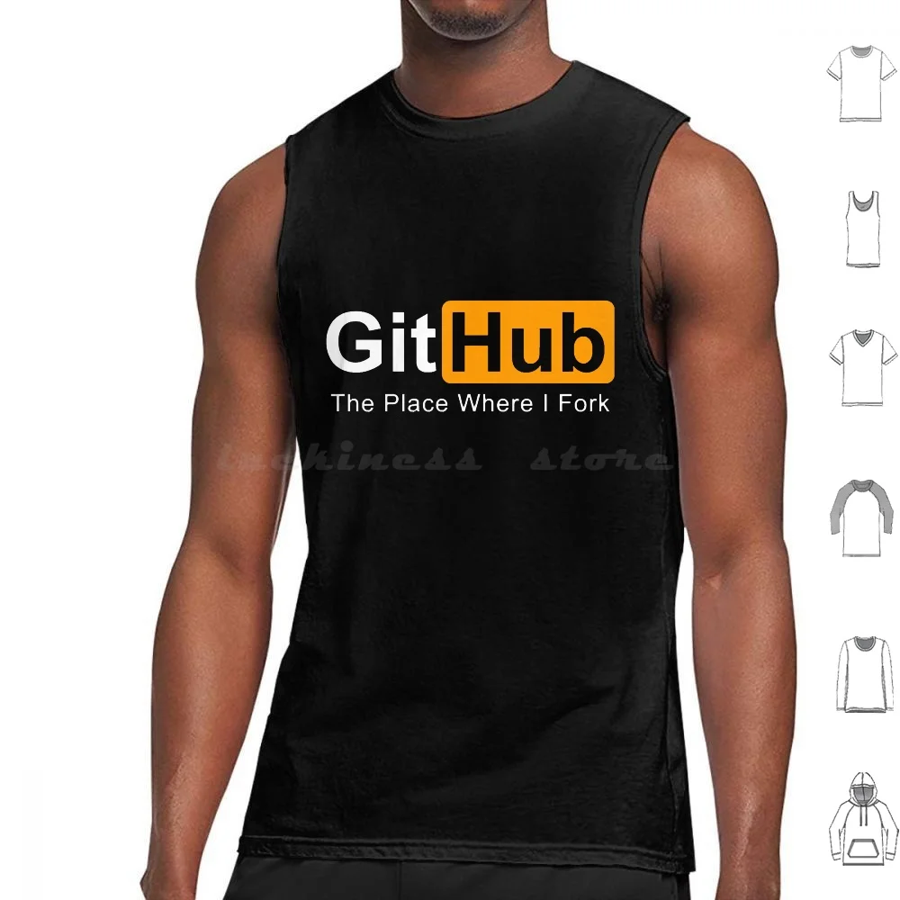 Фото Github The Place Where I Fork Программирование Майки с принтом Хлопок Github The Place Де I Вилка Программирование №1