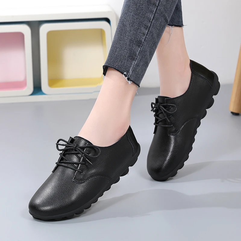 

Женские туфли-оксфорды на плоской подошве, из натуральной кожи