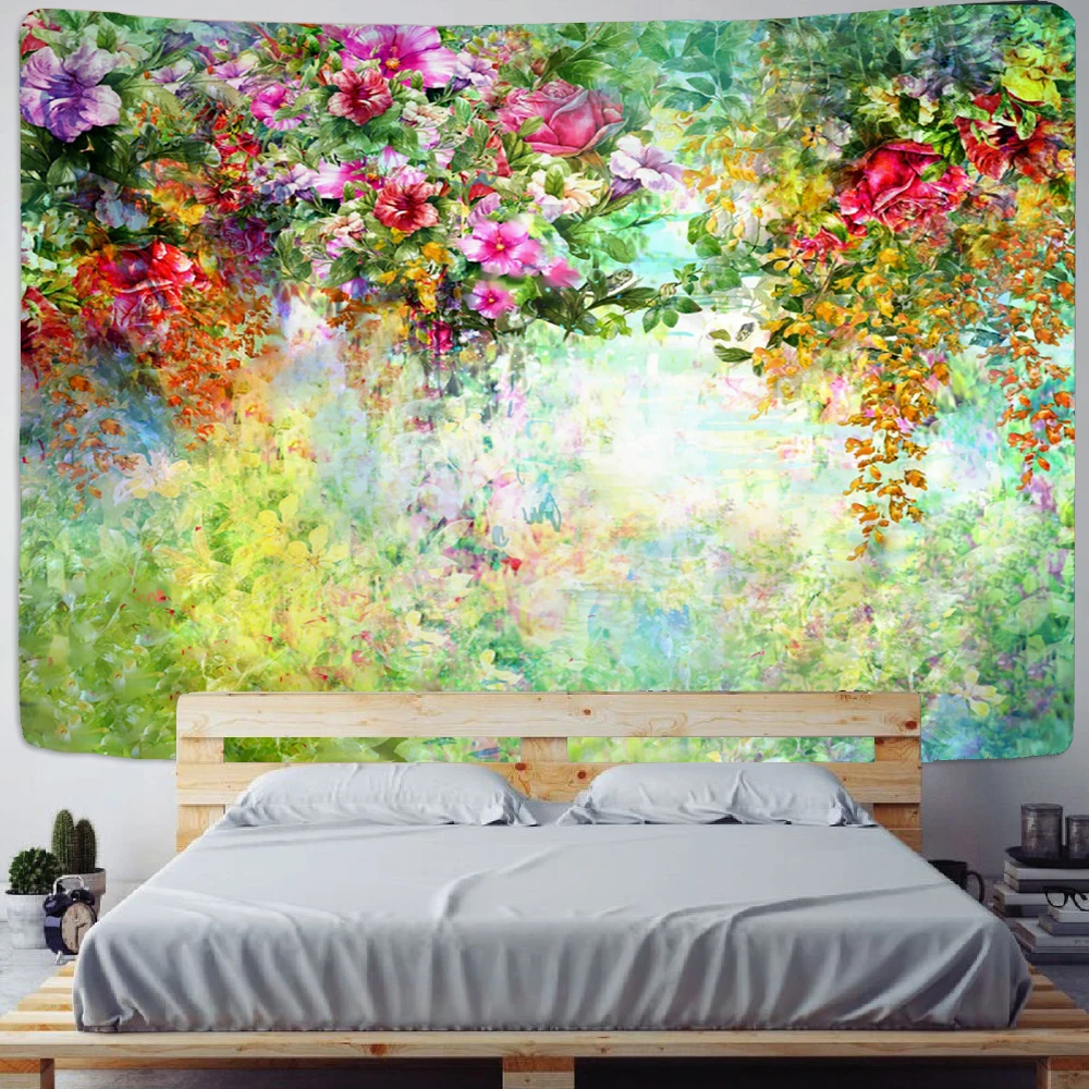 Beautiful Flower Stand Tapestry  3D Printing Asthetic Room Decor Living Room Wall Canvas Kawaii Wall Decor Art Beach Mat Tapiz