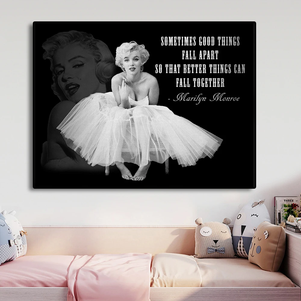 

Classical Movie Star Canvas Painting Marilyn Monroe Poster Black White Figure Wall Art Home Decor Picture and Prints For Bedroom