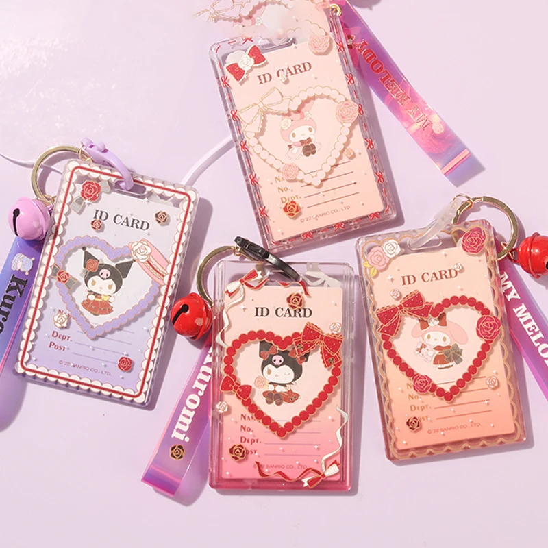 

Kawaii Kuromi Card Holder Anime Sanrioed My Melody Cartoon Keychain Id Cover Card Protective Sleeve Pendant Christmas Gift Toy