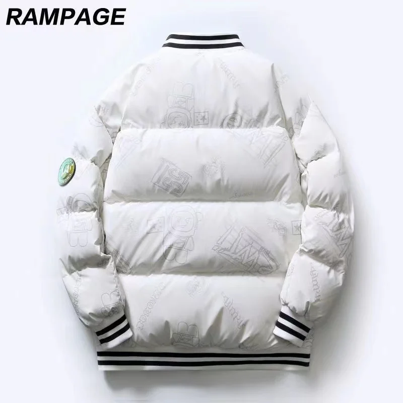 Men's Baseball Collar Jacket Winter Warm Padded Coat Loose And Casual Silk-like Cotton Male Clothing Thick Down Cotton Jackets