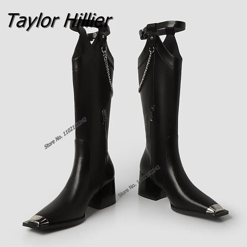 

Black High Heel Cavalier Boots Women'S 2022 Autumn/Winter British Style Knee-High Long Boots Thick Cavity Slim Martin Boots