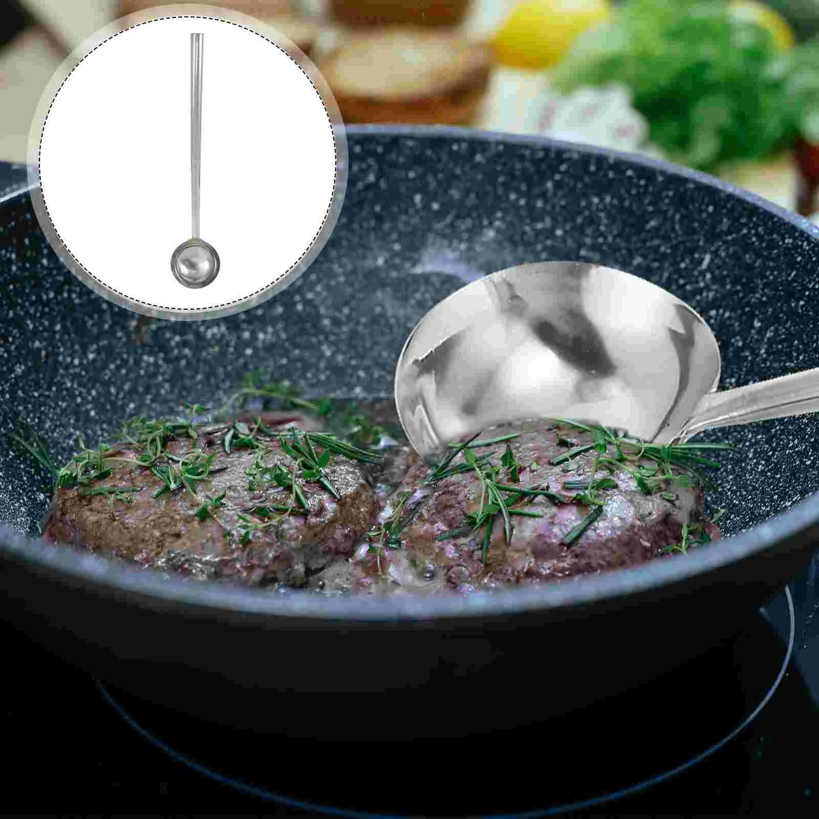 

1Pc Kitchen Cooking Spoon Cooking Utensils Metal Cooking Ladle Stainless Steel Cooking Ladle Serving Soup Ladle Kitchen Tool
