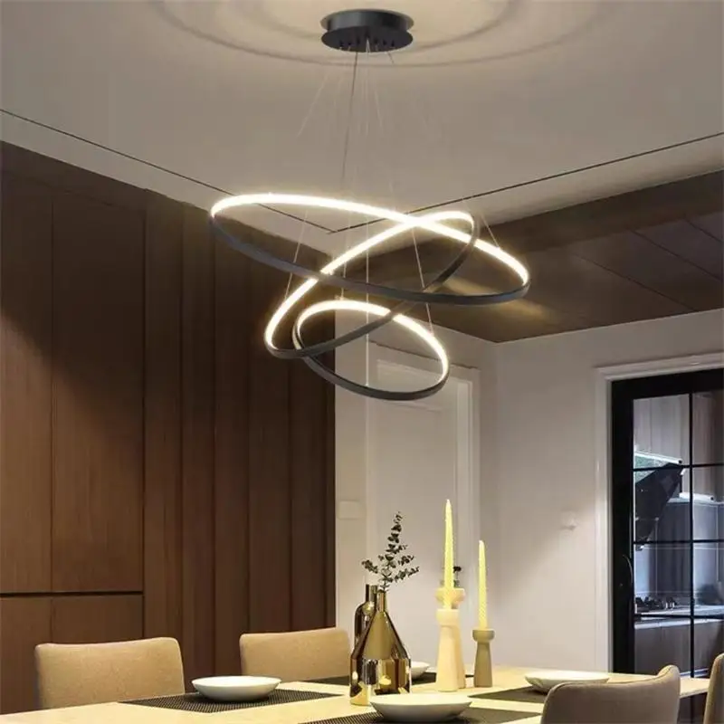 Nordic Living Room Pendant Lights Postmodern Minimalist Bedroom Dining Ceiling Decoration Lamp Modern Villa Ring Hall Chandelier