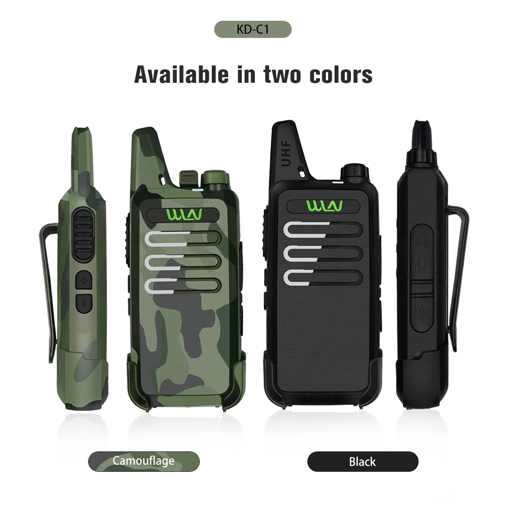 WLN KDC1 uhf Band Mini Walkie Talkie set KD-C1 Plus Portable USB Charge Handheld Two Way Ham Radio KD C1 Hunting Hiking