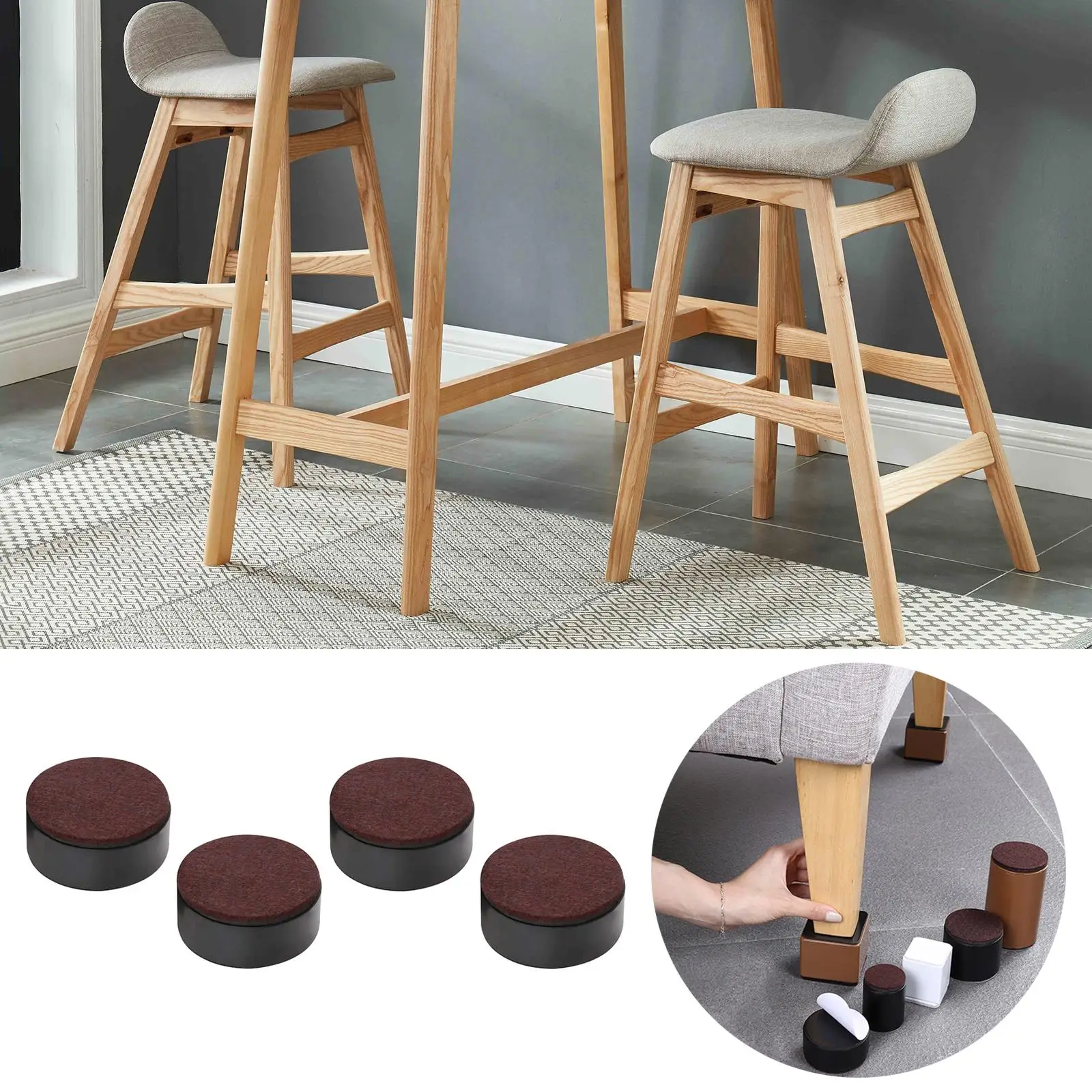 

Set of 4 Bed Risers Furniture Lifts Cabinet Sofa Feet Protector Anti Slip Risers