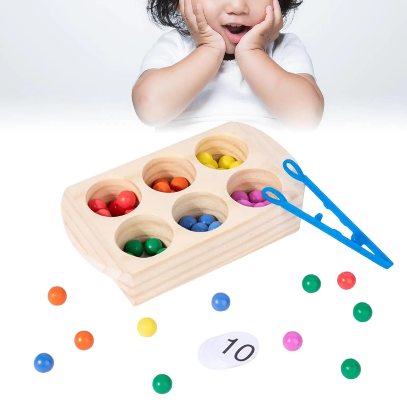 

Wooden Clip Beads Board Game Color Sorting Toys Wooden Board Bead montessori Board for Color Recognition Travel Activities
