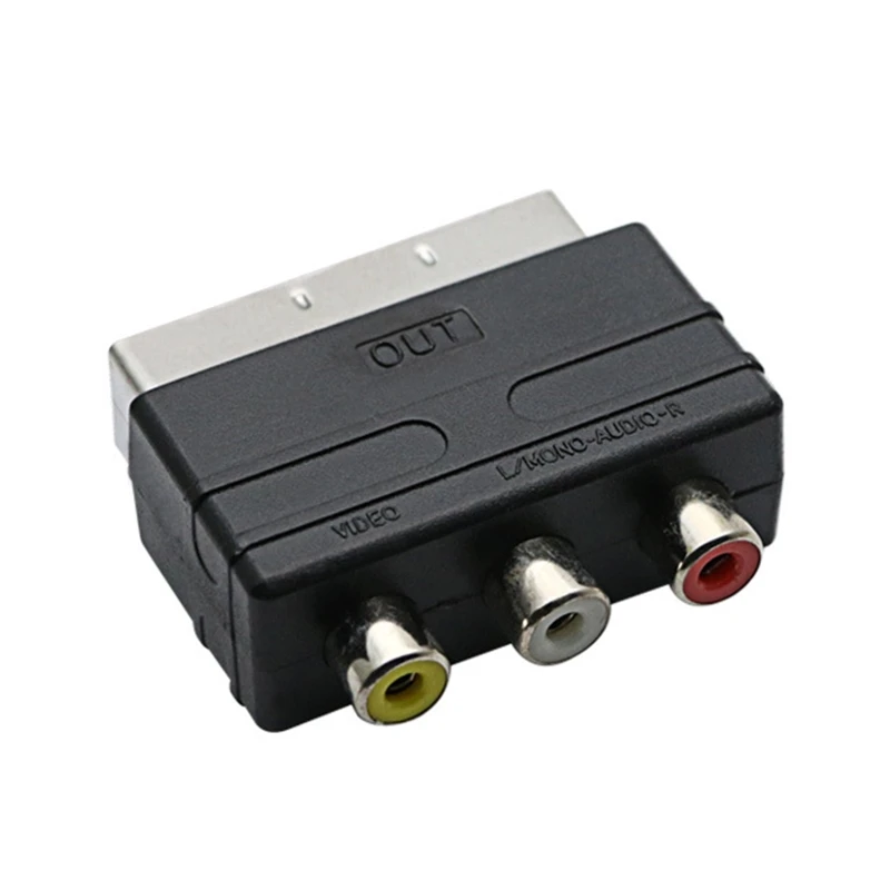 

Scart To 3 RCA Phono Adapter Converter AV TV For Video DVD Television