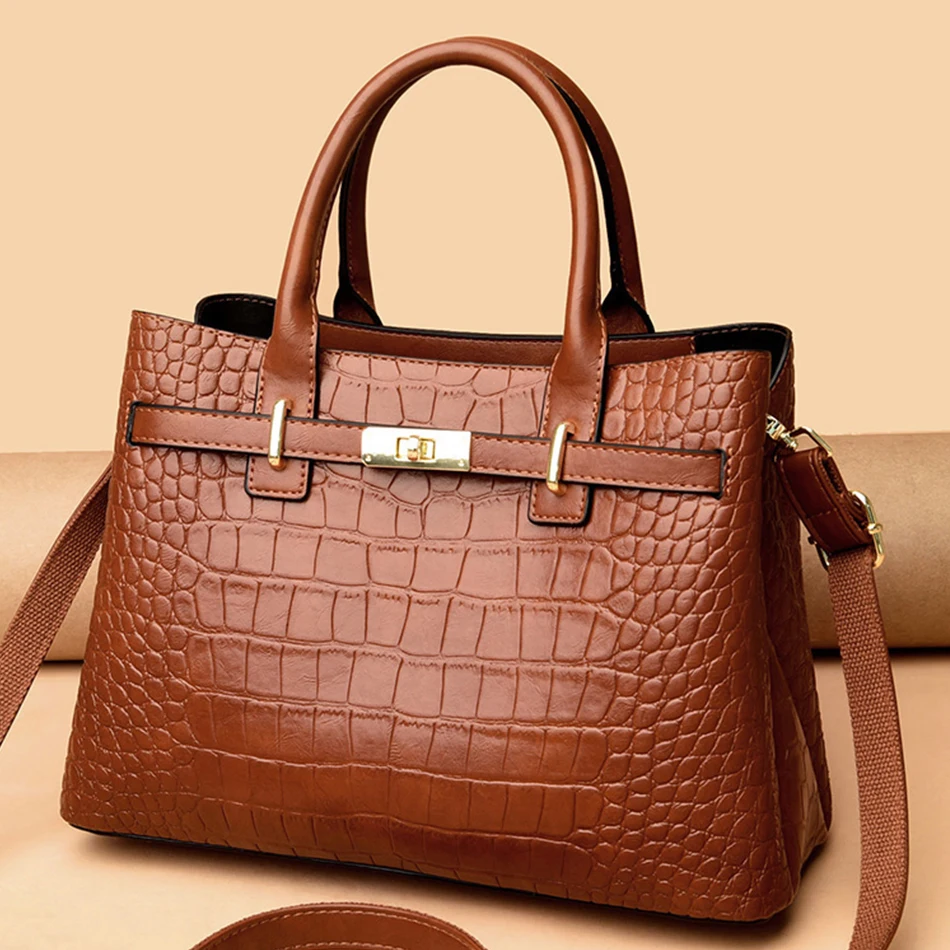 

Oil Leather Women Crocodile Pattern Messenger Bags Crossbody Shoulder Hand Bags for Women 2023 High Quality Ladies Handbags Sac