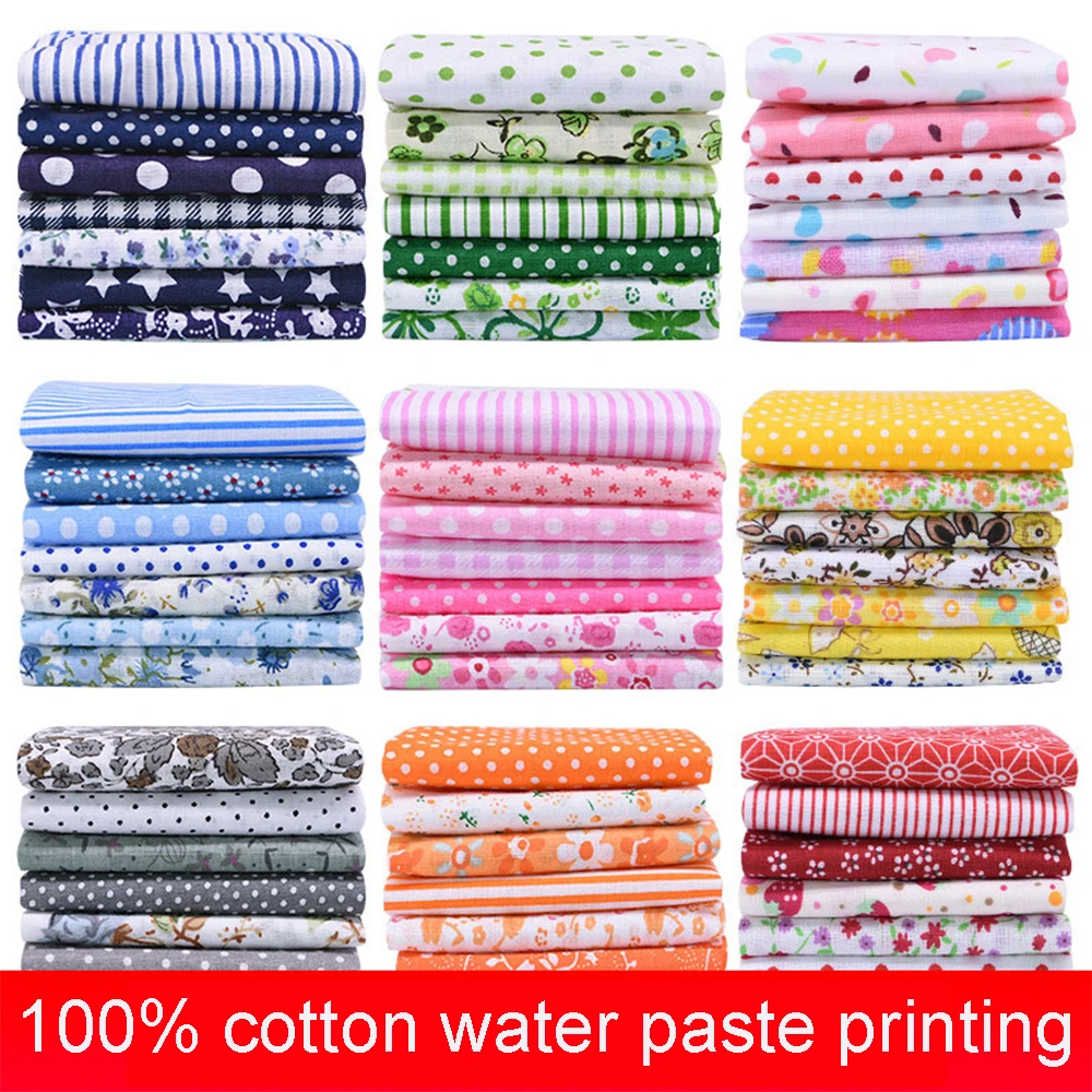 

7pcs 50x50cm 100% Cotton Fabric Printed Cloth Quilting Fabrics Sewing Cloth for Patchwork Needlework DIY Handmade Material