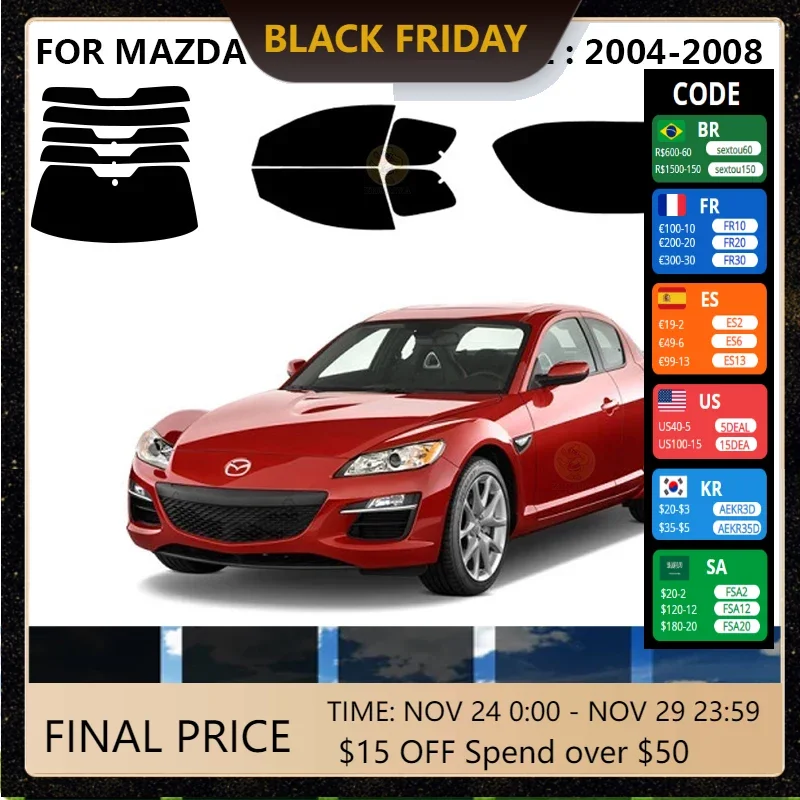 

Нанокерамическая Автомобильная УФ-пленка Precut для окон, автомобильная оконная пленка для MAZDA RX-8 2 DR COUPE 2004-2008