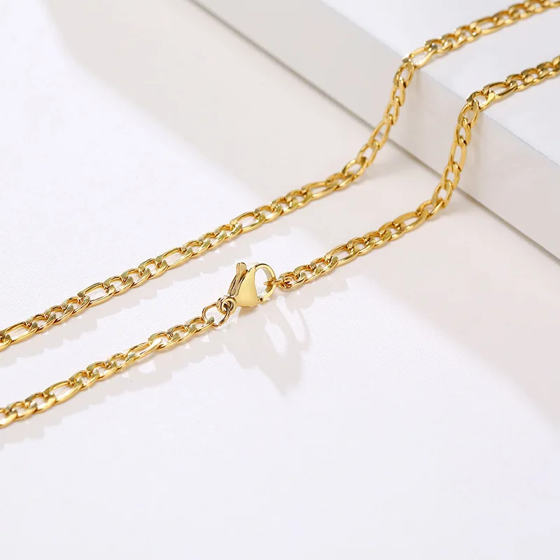 

NK Chain Necklace For Women Men Stainless Steel 3mm 45cm/50cm/55cm/60cm Gold Color Cuban Link Chains Basic Accessories