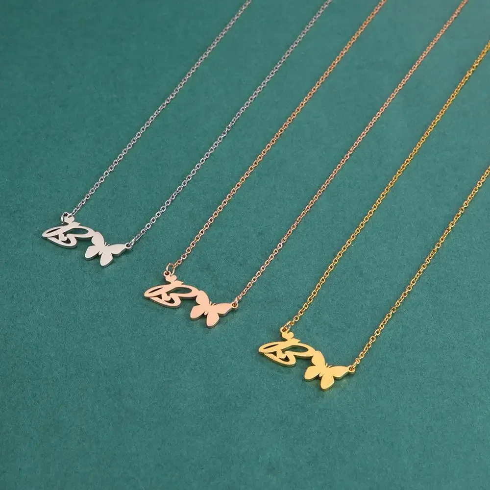 Ожерелье с подвеской-бабочкой из нержавеющей стали