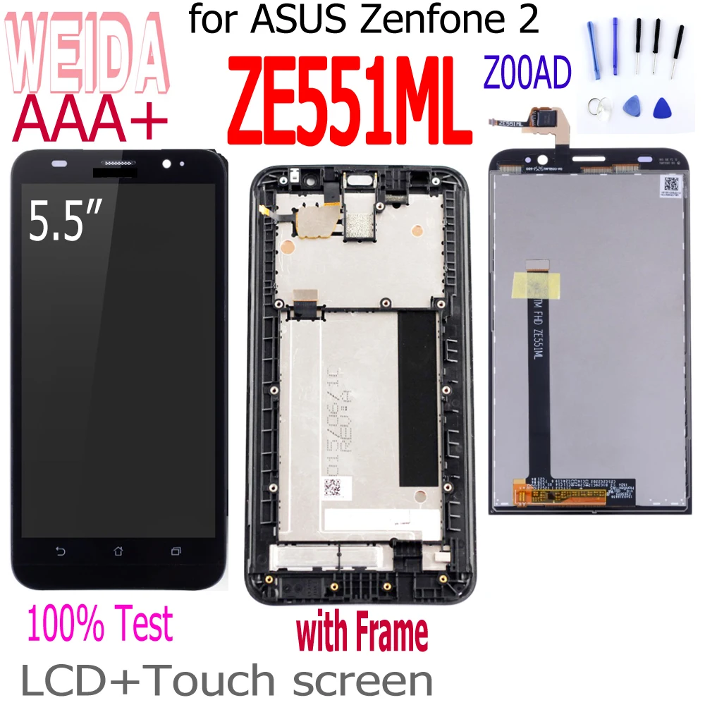 

Дисплейный модуль для ASUS Zenfone 2, ZE551ML, 5,5 дюйма, сенсорный экран, дигитайзер в сборе, рамка для ASUS Zenfone 2, ZE551ML, Z00AD