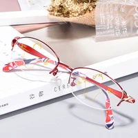 metal frame glasses half rim eye glasses reading eyewear oval spectacles women style shortsighted eyeglasses new arrival