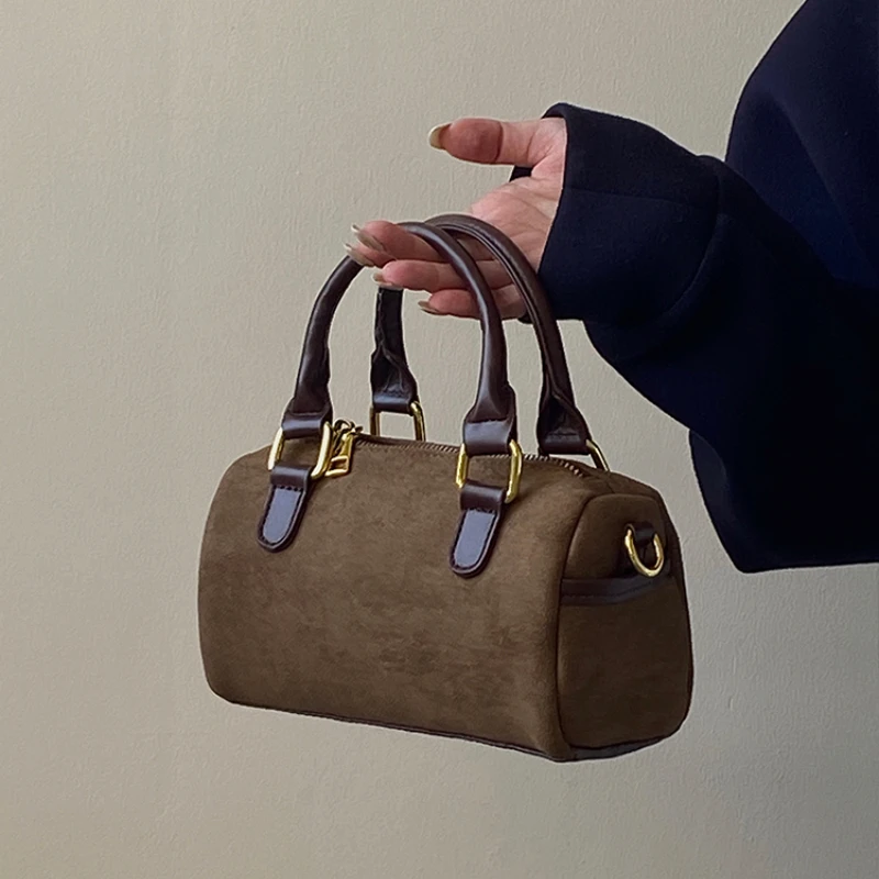 

Matte Leather Women's Shoulder and Messenger Bags Vintage Ladies Small Top-handle Bags Zipper Purse Fashion Female Handbags