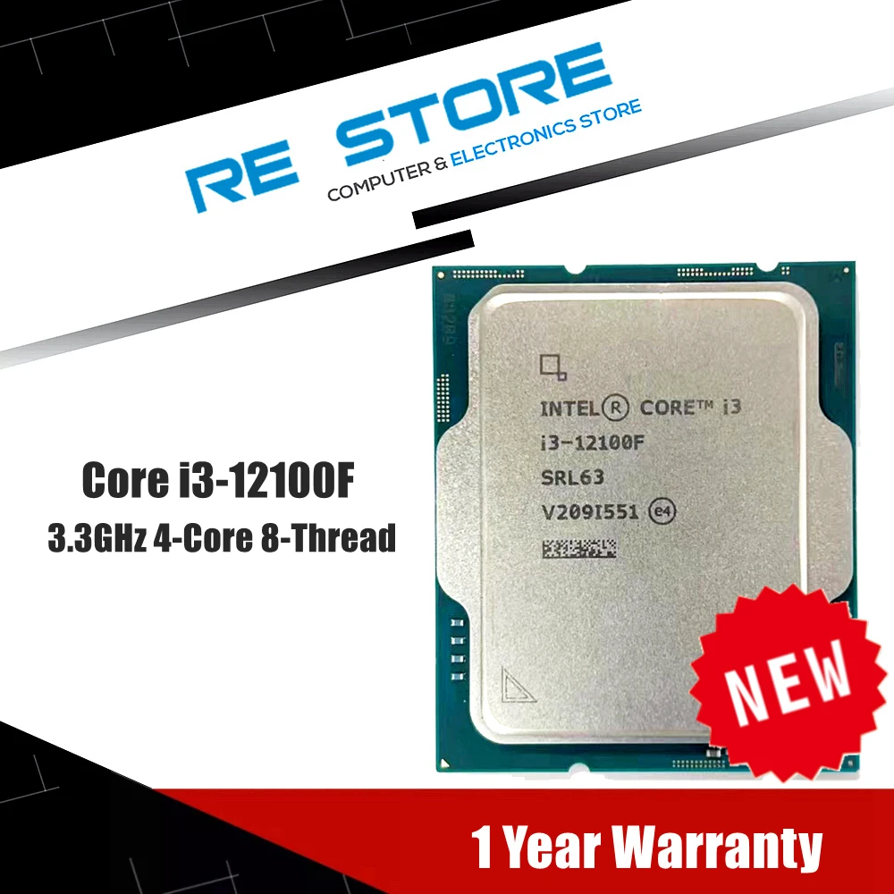 

Intel Core i3-12100F i3 12100F 3.3GHz Quad-Core 8-Thread CPU Processor L3=12M 58W LGA 1700 new but no fan