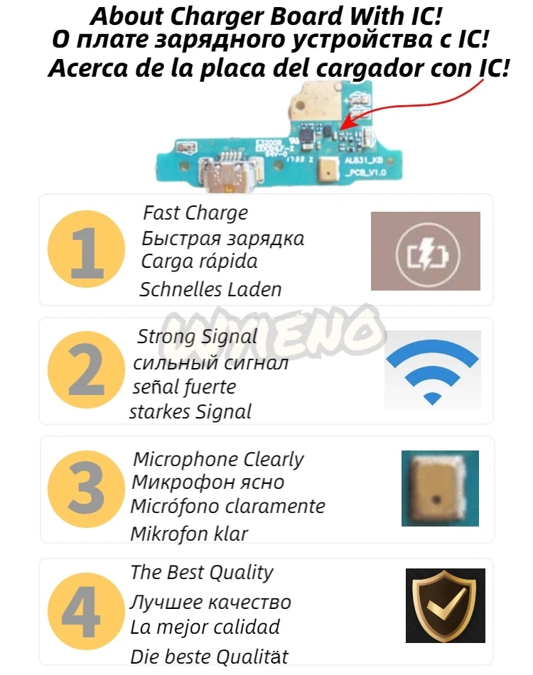 Wyieno Лучший для HTC Desire 526 601 630 700 709D Микро USB Док-зарядное устройство порт Зарядный гибкий кабель Подключение к плате микрофона.