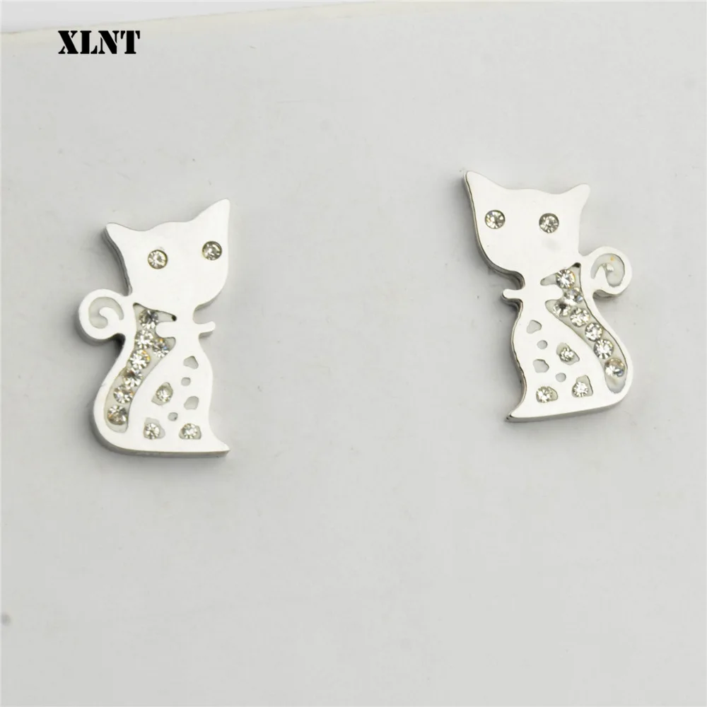 XLNT серьги-гвоздики из нержавеющей стали с изображением животных и кристаллов