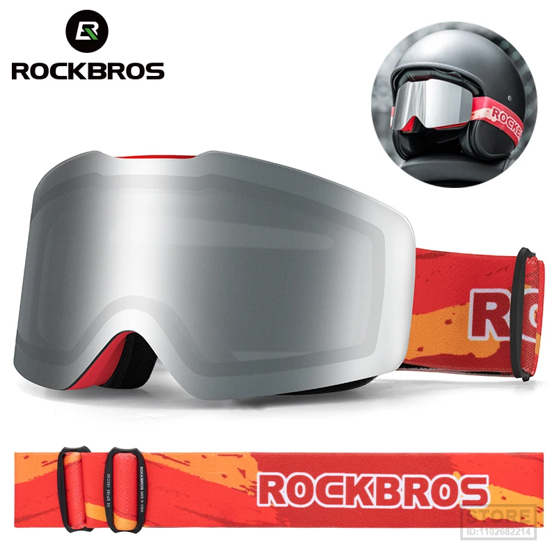 

ROCKBROS Ski Goggles Windproof UV400 Anti-fog Ski Glasses Double Layers Skiing Snowboard Glasses Mask Moto Cycling Sunglasses