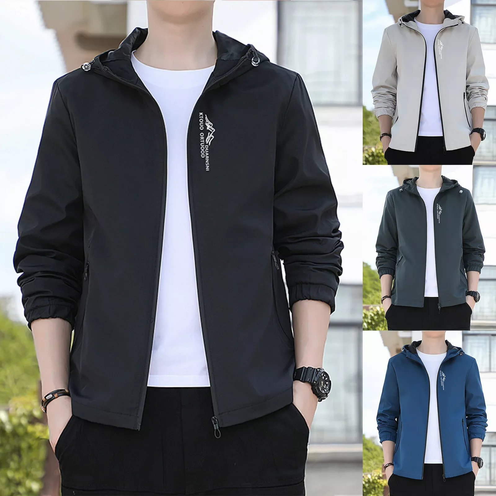 

Men Long Sleeve Autumn Winter Hooded Top Blouse Coat Jacket With Pockets Mens Winter Trench Coat Wool