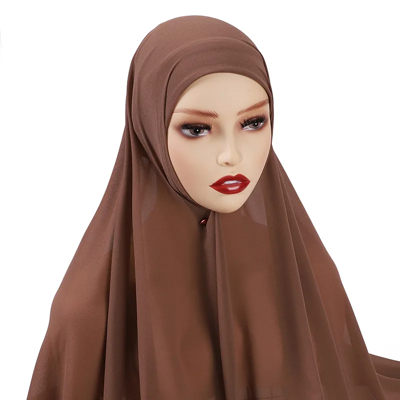 Muslim Chiffon Khimar Hijab Scarf Women Long Solid Color Head Wrap For Women Hijabs Scarves Ladies Muslim Veil Jersey Hijabs