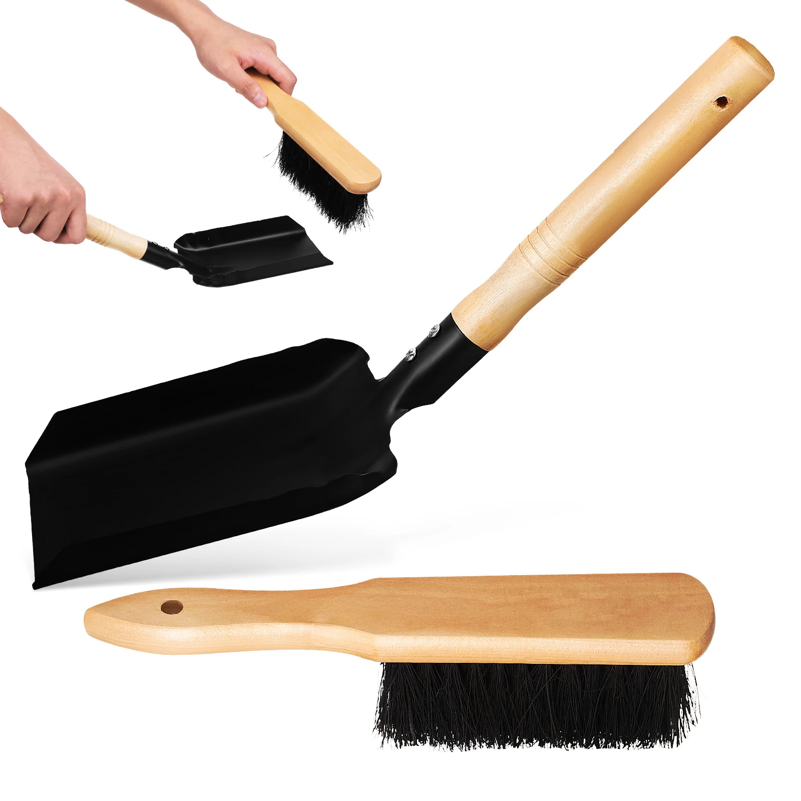 

Fireplace Cleaning Wood Handle Dust Brush Duster Stove Coals Scoop Wooden Ash