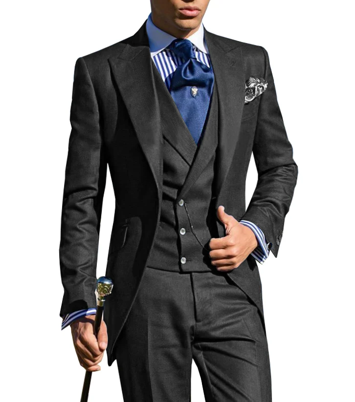 

Blazer Sets Custom Made Black Men Suits Terno Slim Fit 3 PCS Wedding Tuxedos Costume Homme Groom Blazer Suits For Men