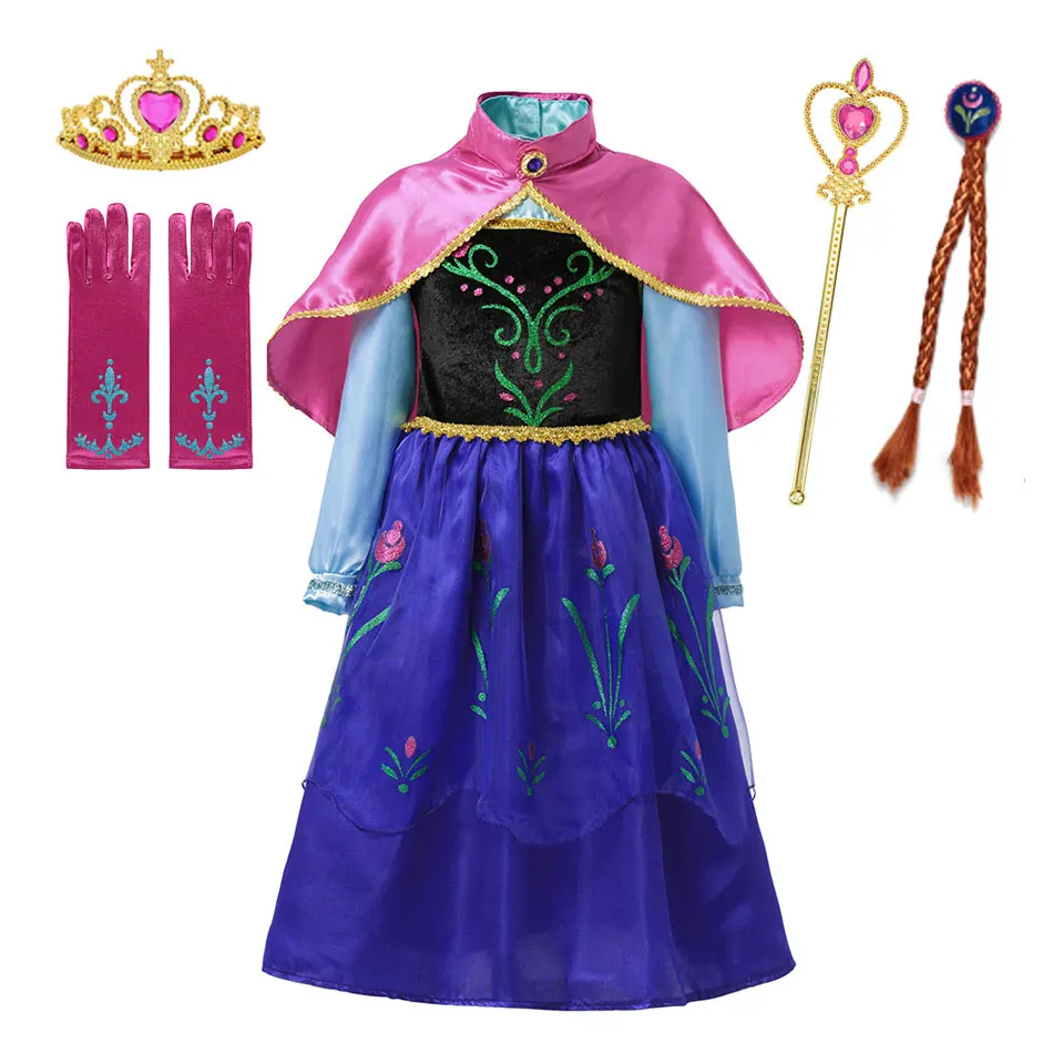 Платье принцессы Эльзы и Анны для девочек вечерняя одежда косплея на день