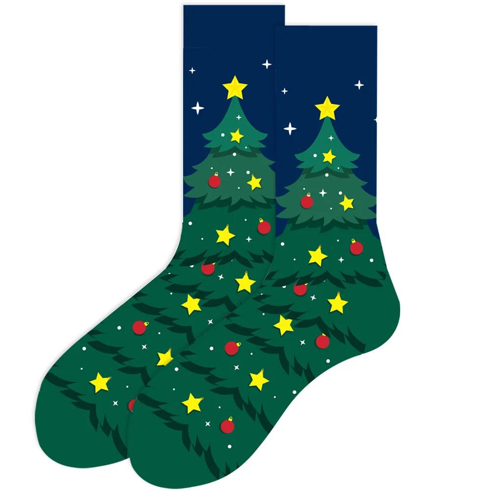 10 Pairs Unisex Cotton Santa Claus Elk Christmas Tree Socks Middle Tube Warm Autumn Winter Cute Snow Merry Christmas Socks