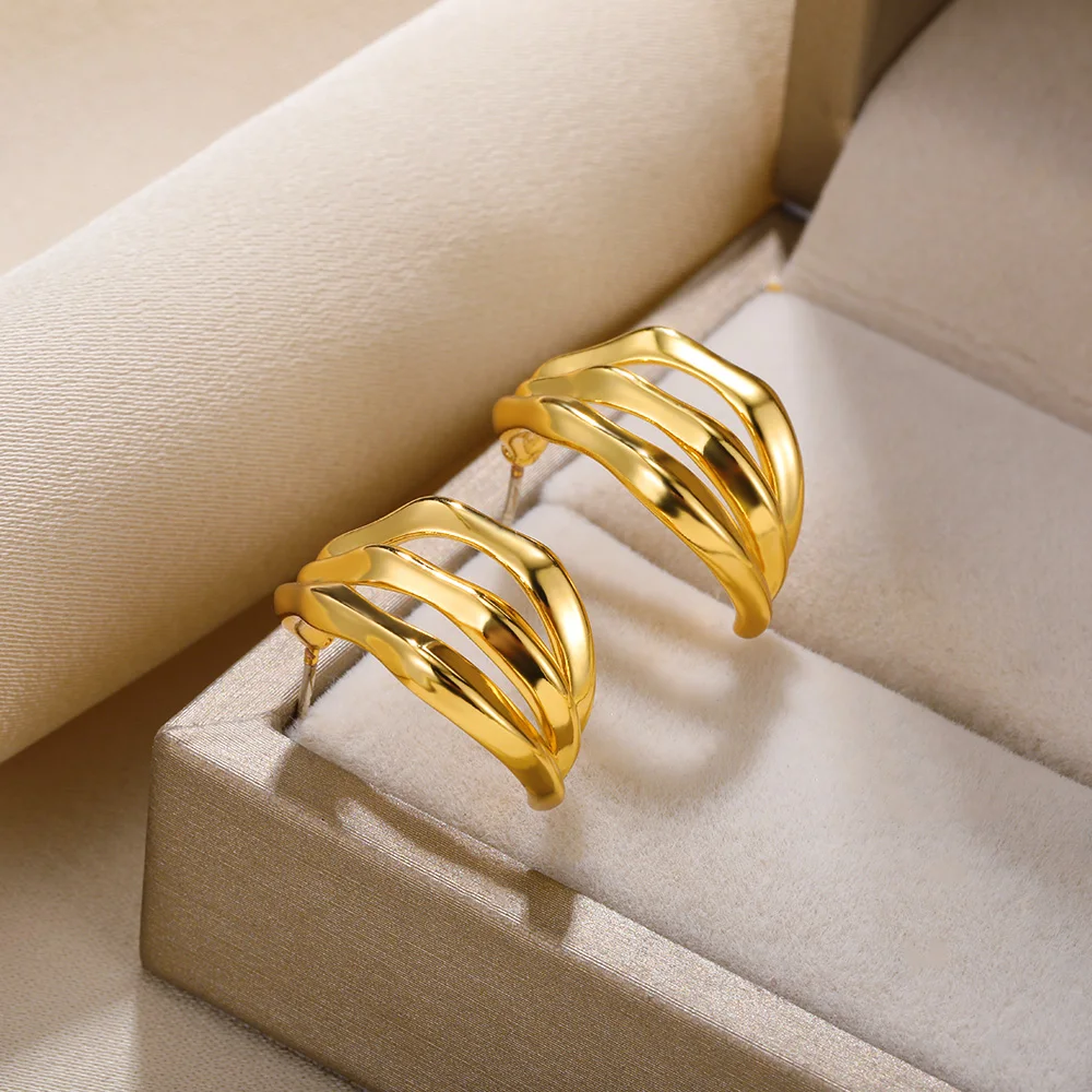 

New Style Wolverine Claw Stainless Steel Stud Women's Earrings Gold Color Wedding The Best Gift Exquisite Girl Fashion Jewelry