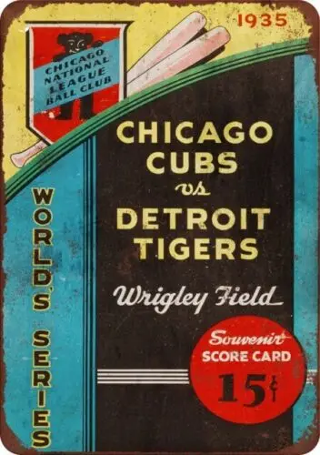 Фото Репродукция металлической вывески Chicago Cubs Detroit Tigers World Series 1p,1935 №1