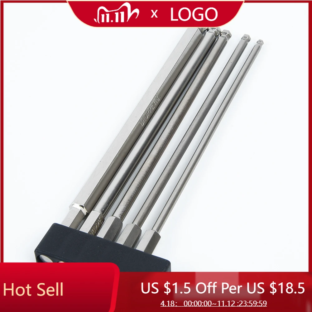 

5pcs 150mm Ball Head Hex Shank Bit S2 Magnetic Electric Screwdriver Bit H3,H4,H5,H6,H8 For Electric Drill