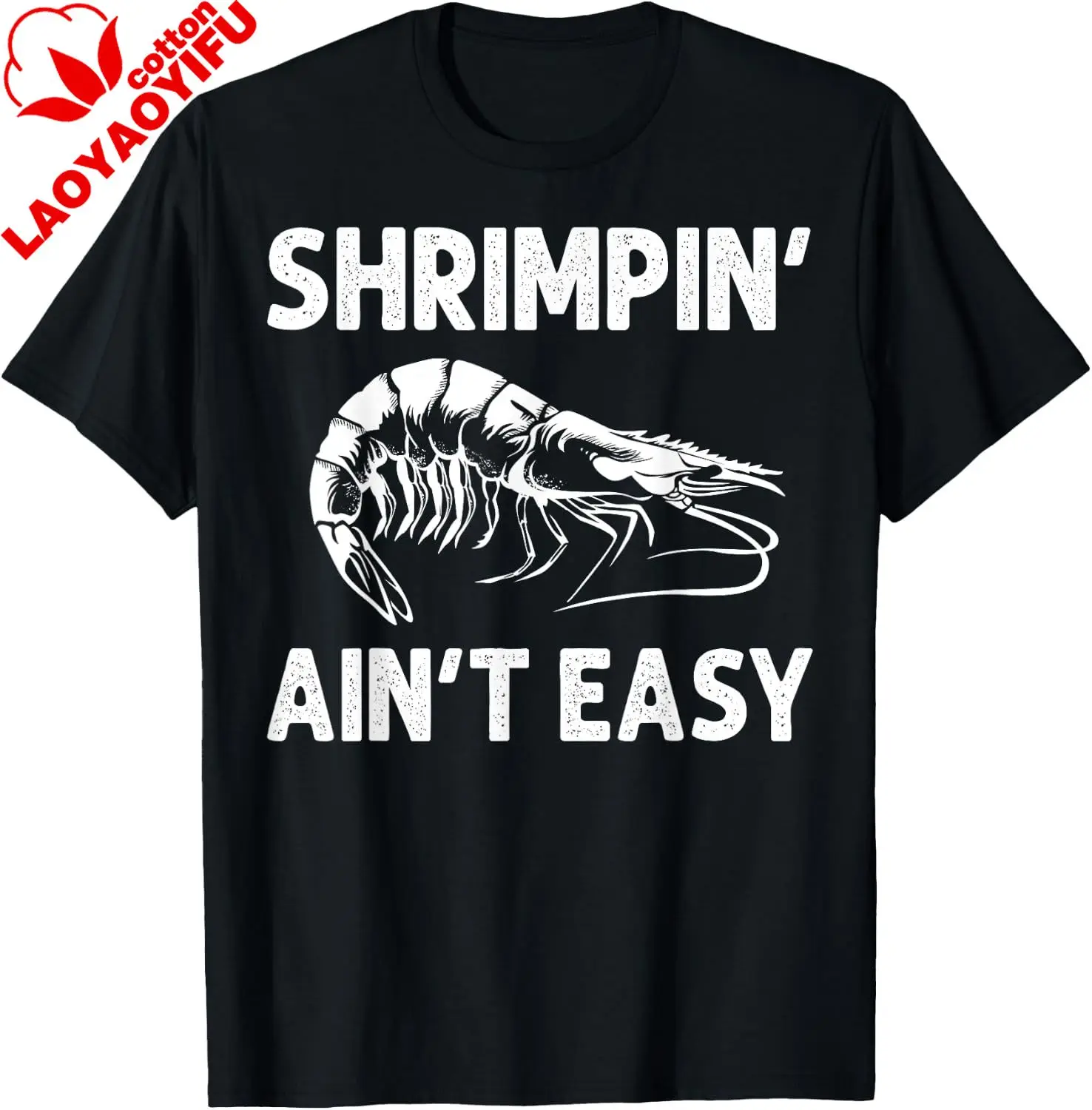 Фото Футболка с принтом «Funny Shrimpin' Ain't Easy Shrimp Gift Cool Fishing Fisher», индивидуальные подарки для мужчин, хлопковая футболка с принтом №1