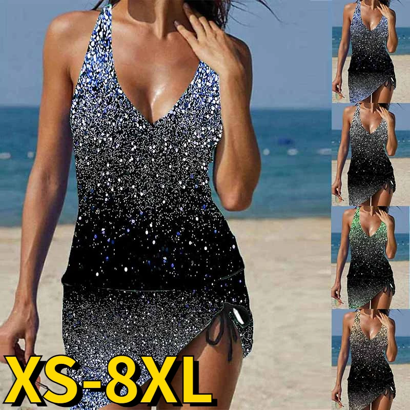 

Лето 2023, новый дизайн, танкини с принтом, женский сексуальный купальник с высокой талией, комплект из двух предметов, пляжная одежда, монокини, женский купальный костюм