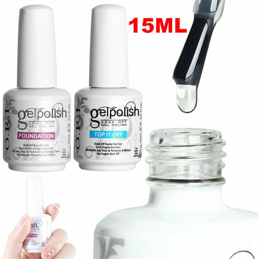 

15Ml Gel Nail Polish Soak Off Led Uv Nail Gel Foundation No Wipe Top Base Coat Removable Nail Phototherapy Glue